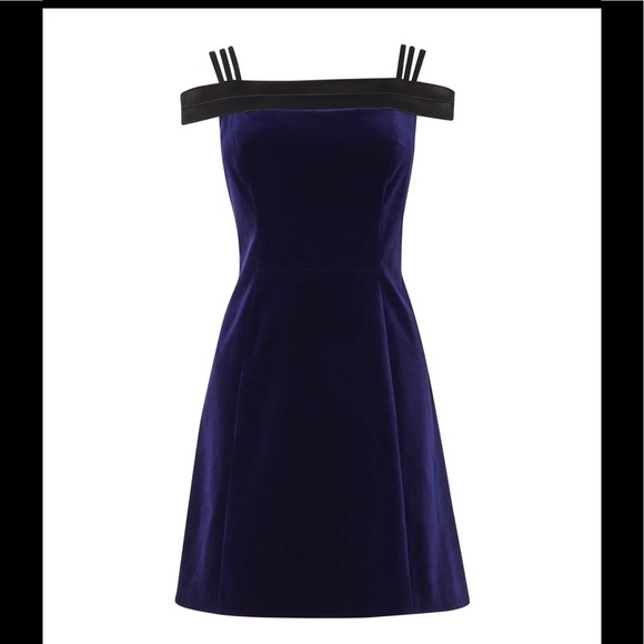 karen millen blue velvet dress